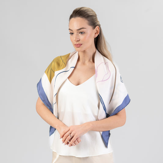 Skara 88x88, pastelinių spalvų melsva/balta, dvipusė