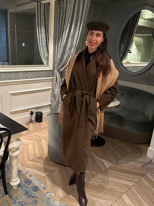 Kašmyro paltas šokoladas