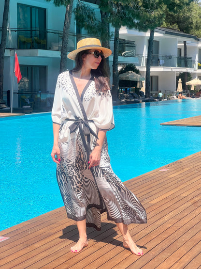 Šilko kimono – gyvūnų printas