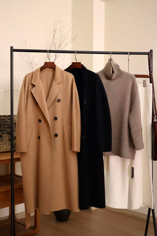 Kašmyro paltas su sagom