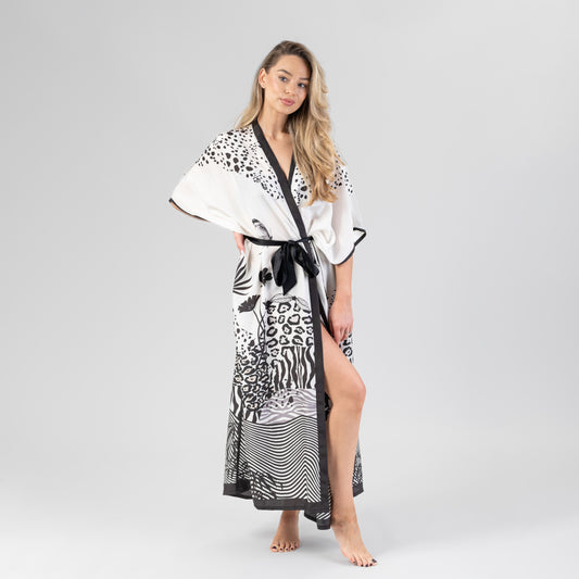 Šilko kimono – gyvūnų printas