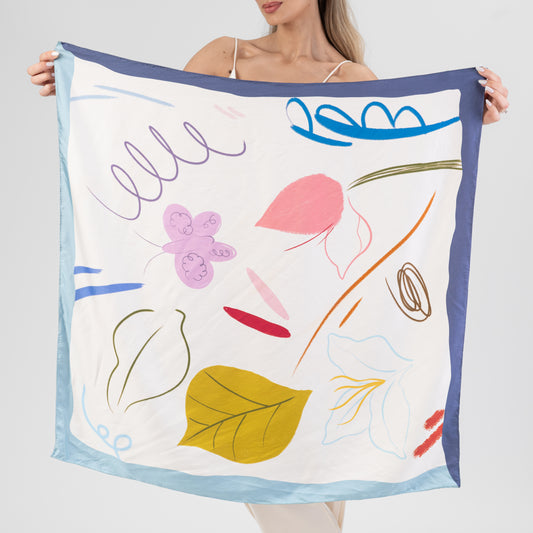 Skara 88x88, pastelinių spalvų melsva/balta, dvipusė
